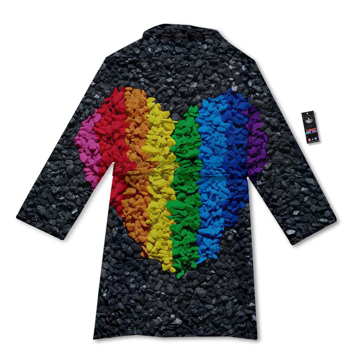 Rainbow Heart Stones LGBT Pride Print Bathrobe-grizzshop