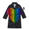 Rainbow Heart Stones LGBT Pride Print Bathrobe-grizzshop