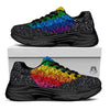 Rainbow Heart Stones LGBT Pride Print Black Chunky Shoes-grizzshop