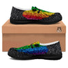 Rainbow Heart Stones LGBT Pride Print Black Loafers-grizzshop