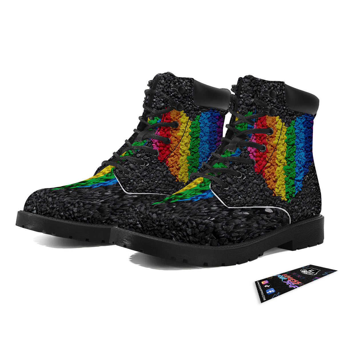 Rainbow Heart Stones LGBT Pride Print Boots-grizzshop