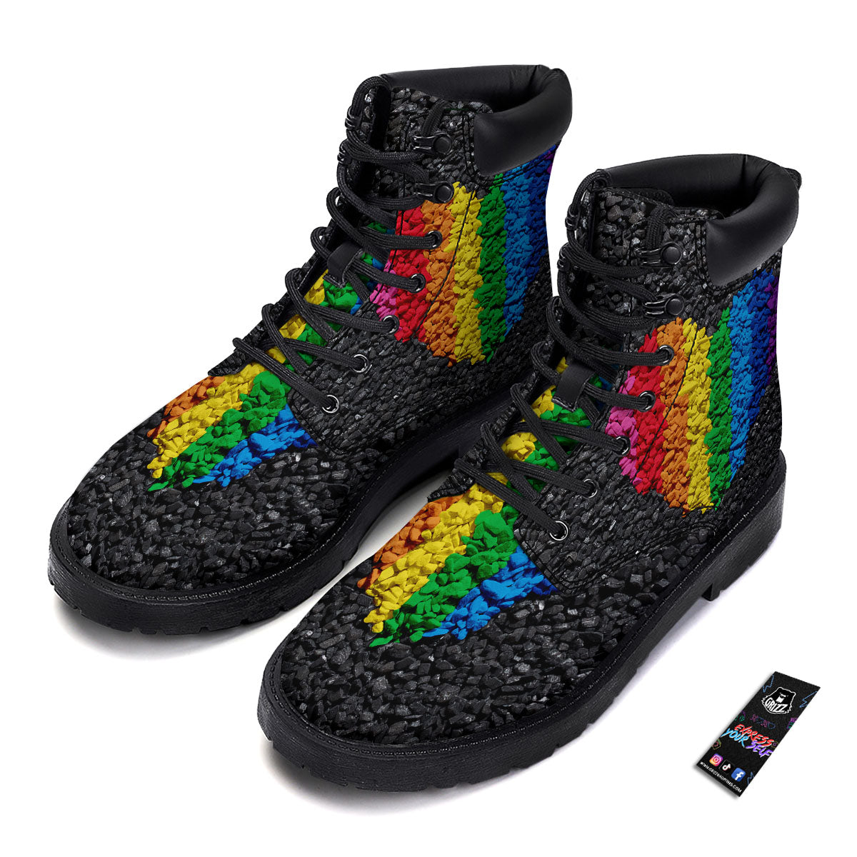 Rainbow Heart Stones LGBT Pride Print Boots-grizzshop