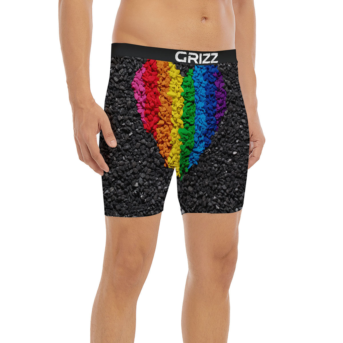 Rainbow Heart Stones LGBT Pride Print Boxer Briefs-grizzshop