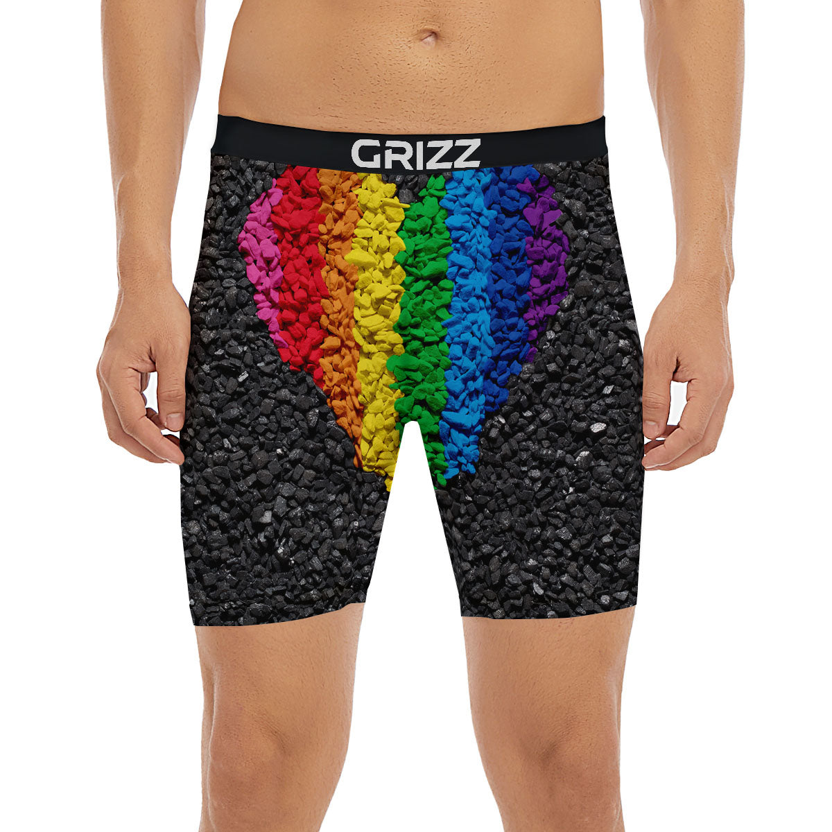 Rainbow Heart Stones LGBT Pride Print Boxer Briefs-grizzshop