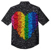 Rainbow Heart Stones LGBT Pride Print Button Up Shirt-grizzshop