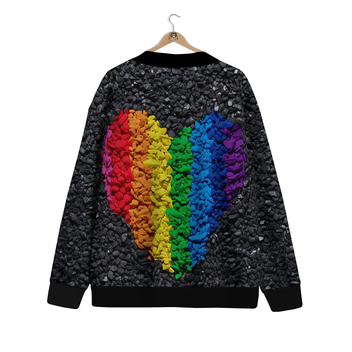 Rainbow Heart Stones LGBT Pride Print Cardigan-grizzshop