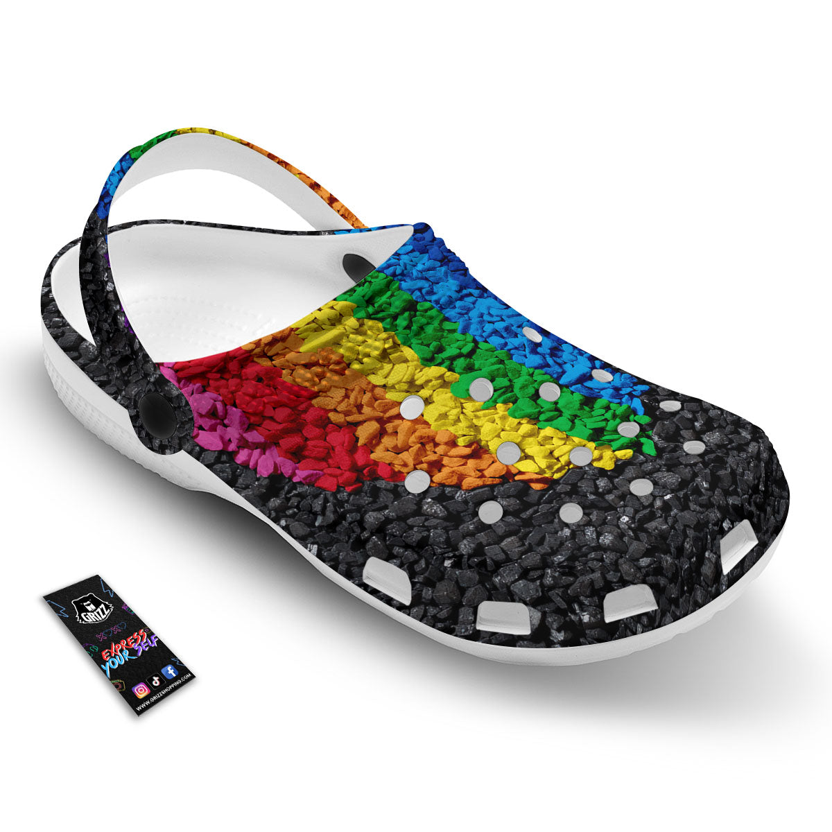 Rainbow Heart Stones LGBT Pride Print Clog-grizzshop