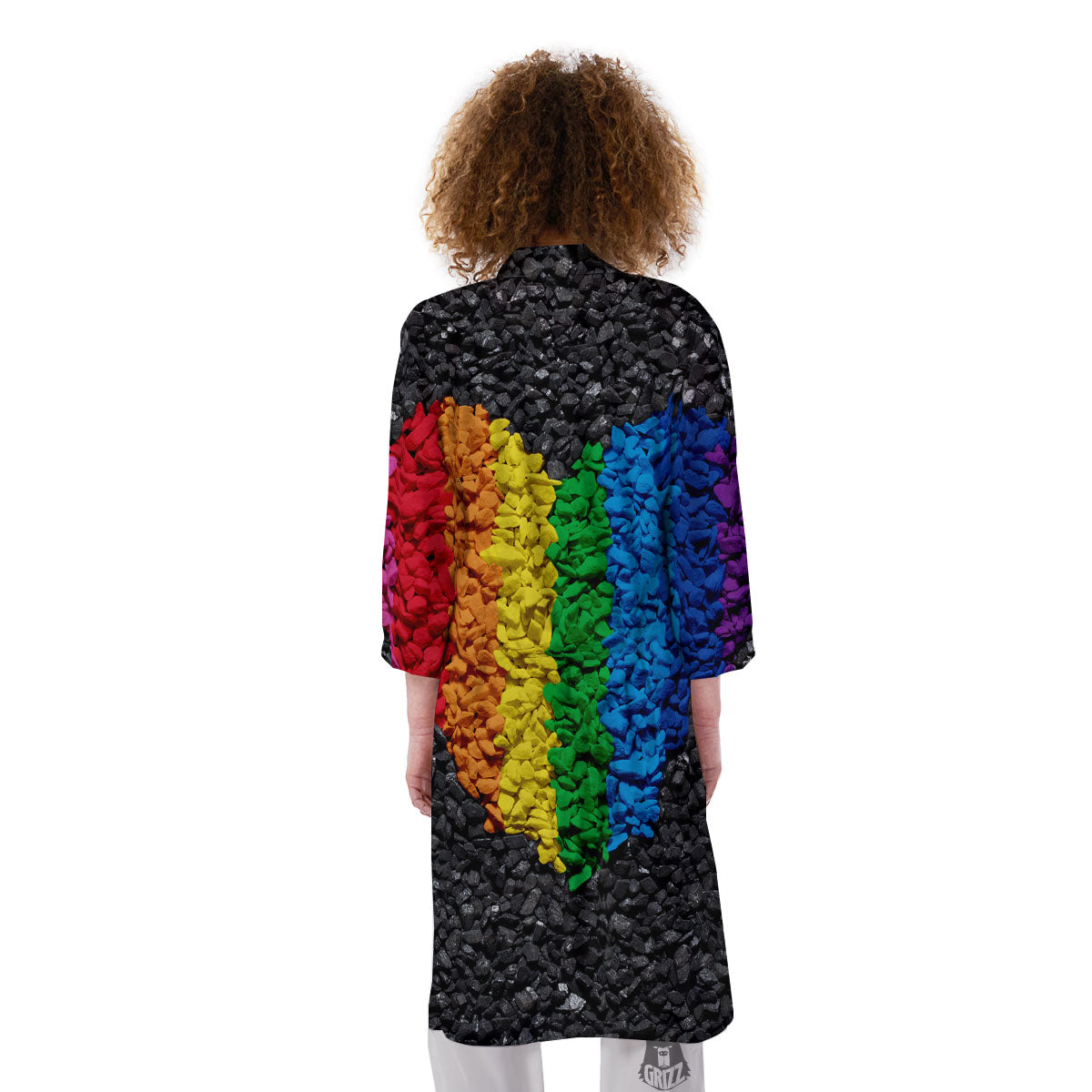 Rainbow Heart Stones LGBT Pride Print Kimono-grizzshop