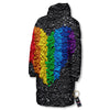 Rainbow Heart Stones LGBT Pride Print Long Down Jacket-grizzshop