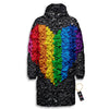 Rainbow Heart Stones LGBT Pride Print Long Down Jacket-grizzshop