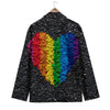 Rainbow Heart Stones LGBT Pride Print Men's Blazer-grizzshop