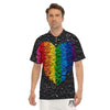 Rainbow Heart Stones LGBT Pride Print Men's Golf Shirts-grizzshop