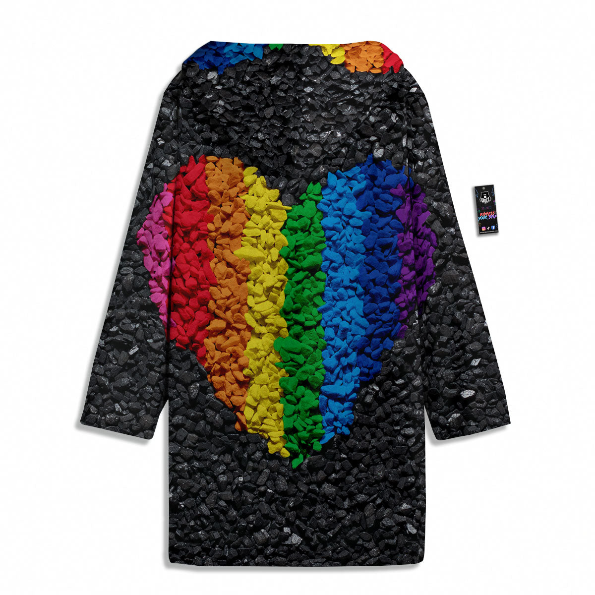 Rainbow Heart Stones LGBT Pride Print Men's Windbreaker Jacket-grizzshop