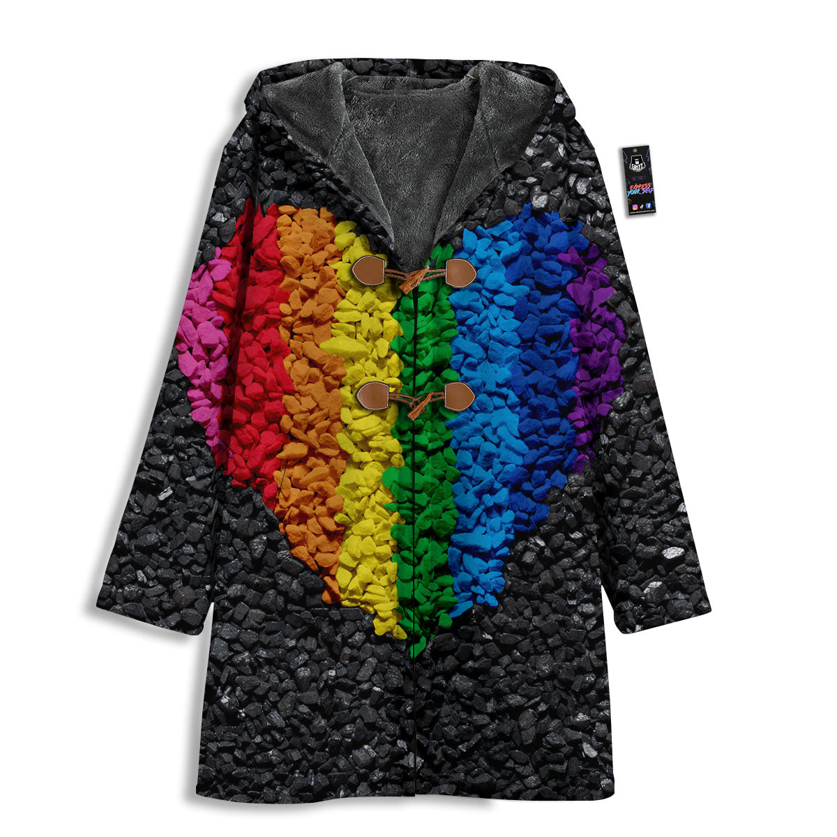 Rainbow Heart Stones LGBT Pride Print Men's Windbreaker Jacket-grizzshop