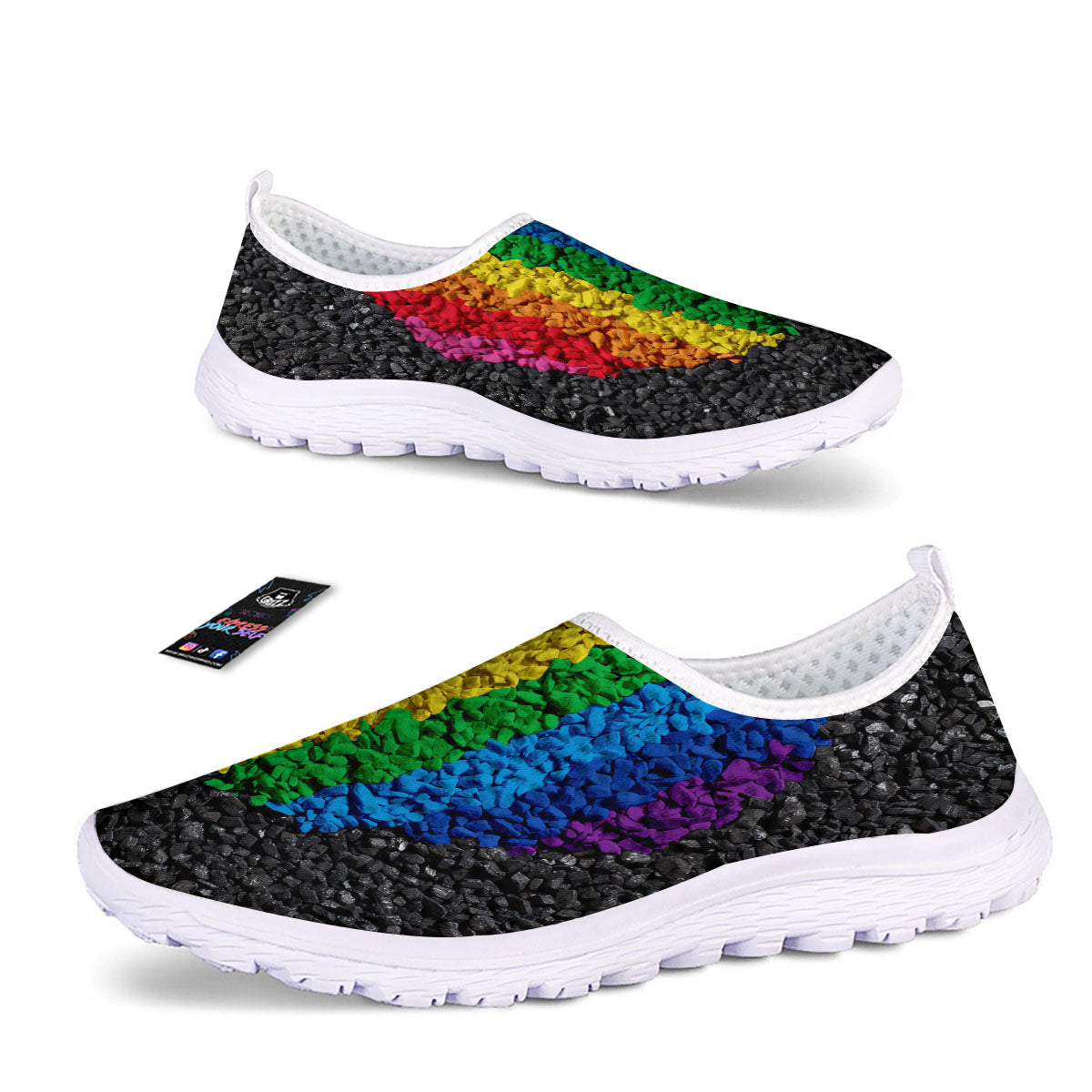 Rainbow Heart Stones LGBT Pride Print Nurse Shoes-grizzshop