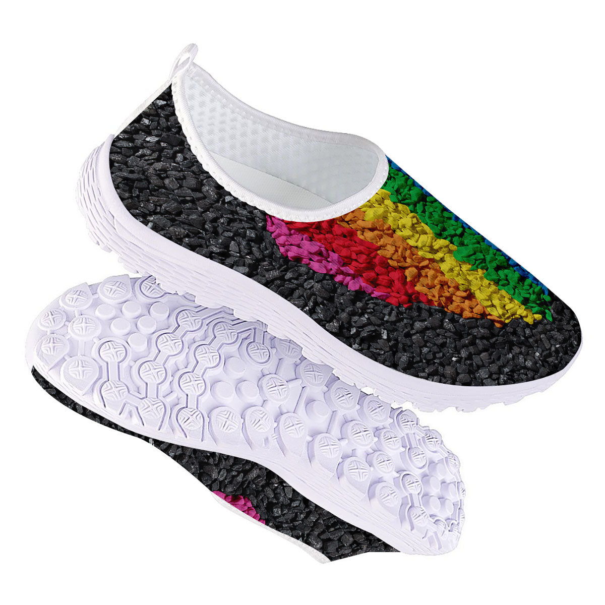 Rainbow Heart Stones LGBT Pride Print Nurse Shoes-grizzshop