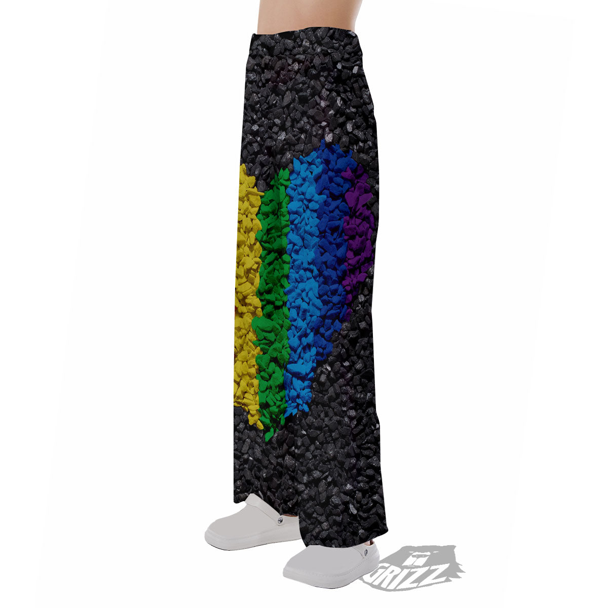 Rainbow Heart Stones LGBT Pride Print Pajama Pants-grizzshop