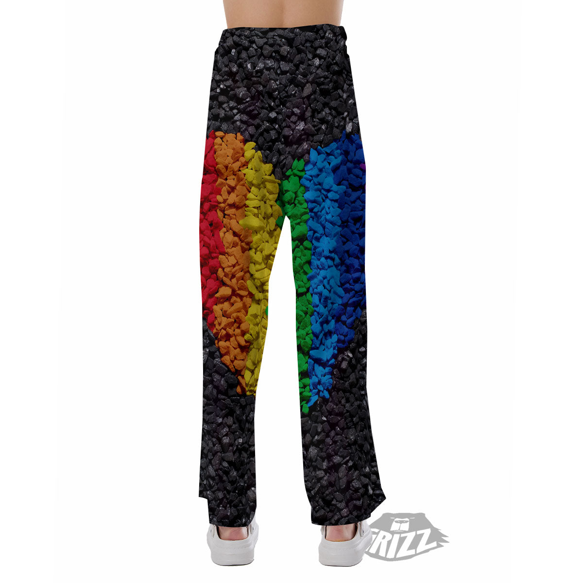 Rainbow Heart Stones LGBT Pride Print Pajama Pants-grizzshop