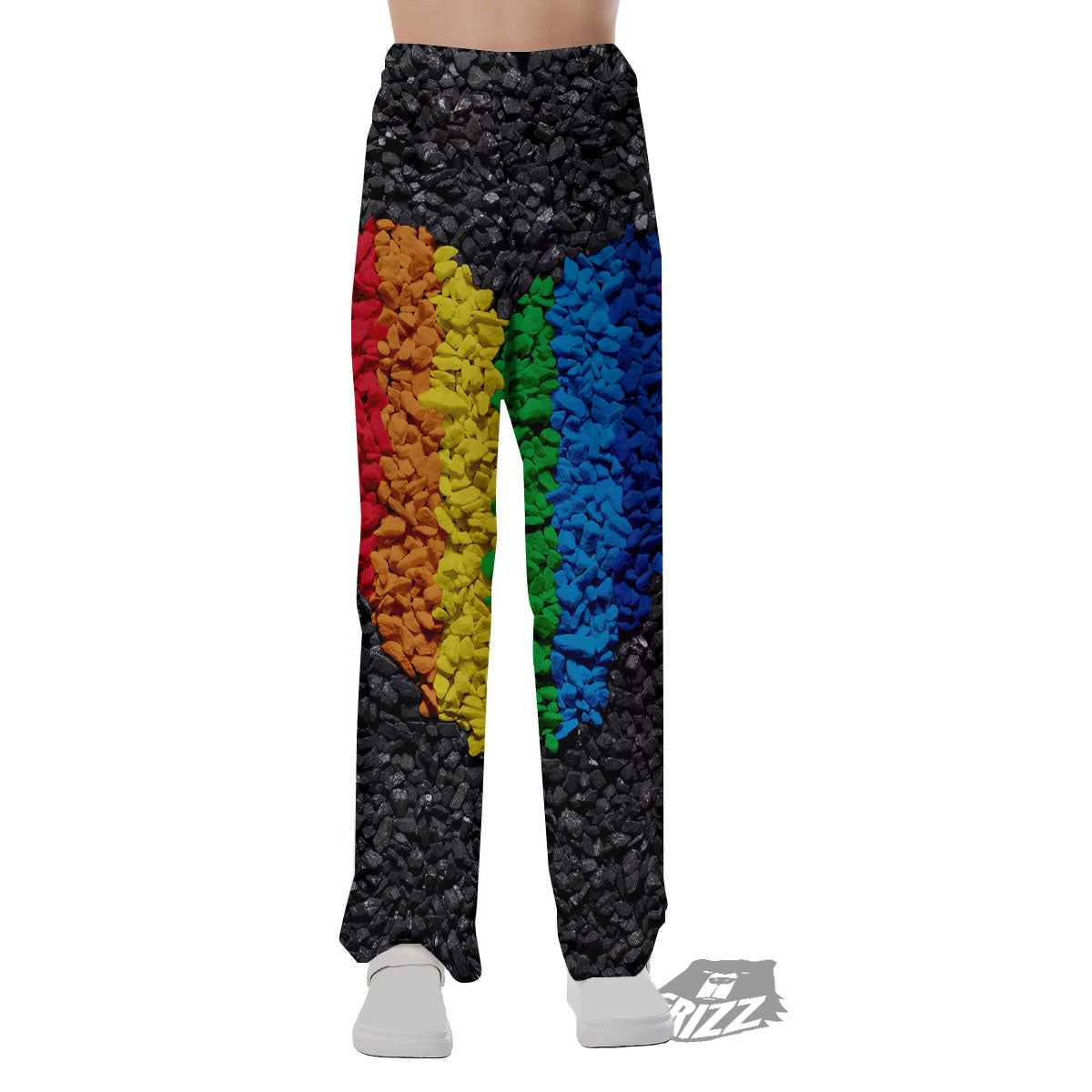 Rainbow Heart Stones LGBT Pride Print Pajama Pants-grizzshop