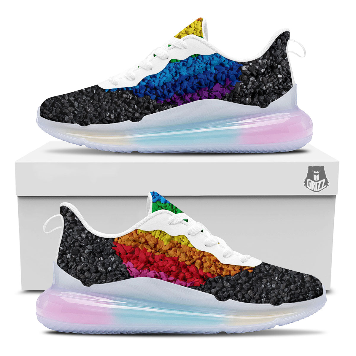 Rainbow Heart Stones LGBT Pride Print Running Sneakers-grizzshop