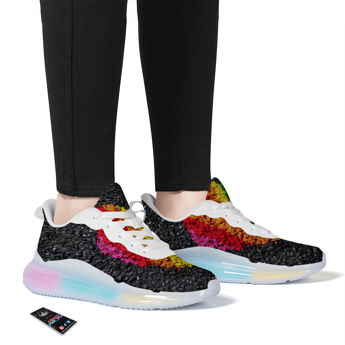 Rainbow Heart Stones LGBT Pride Print Running Sneakers-grizzshop