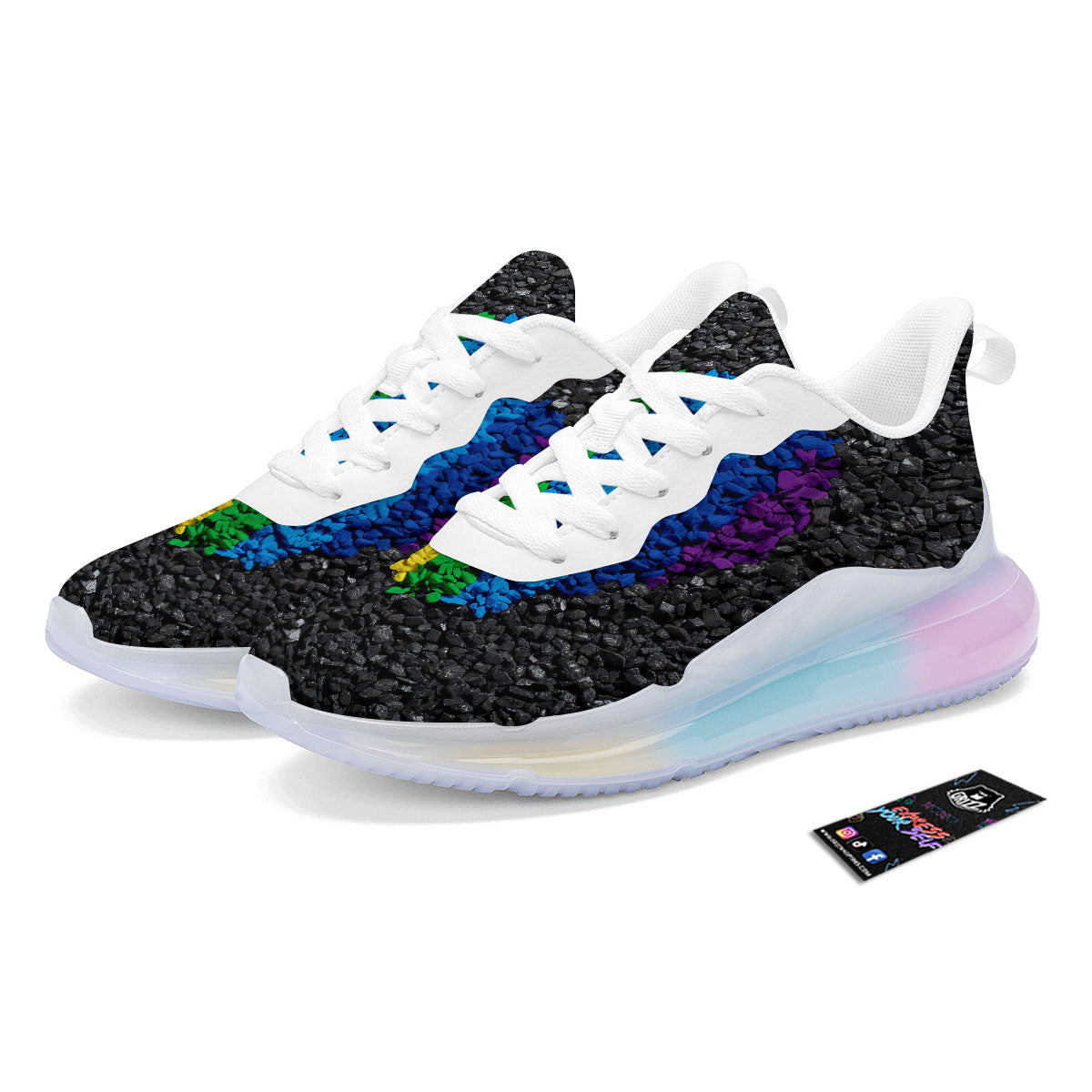 Rainbow Heart Stones LGBT Pride Print Running Sneakers-grizzshop