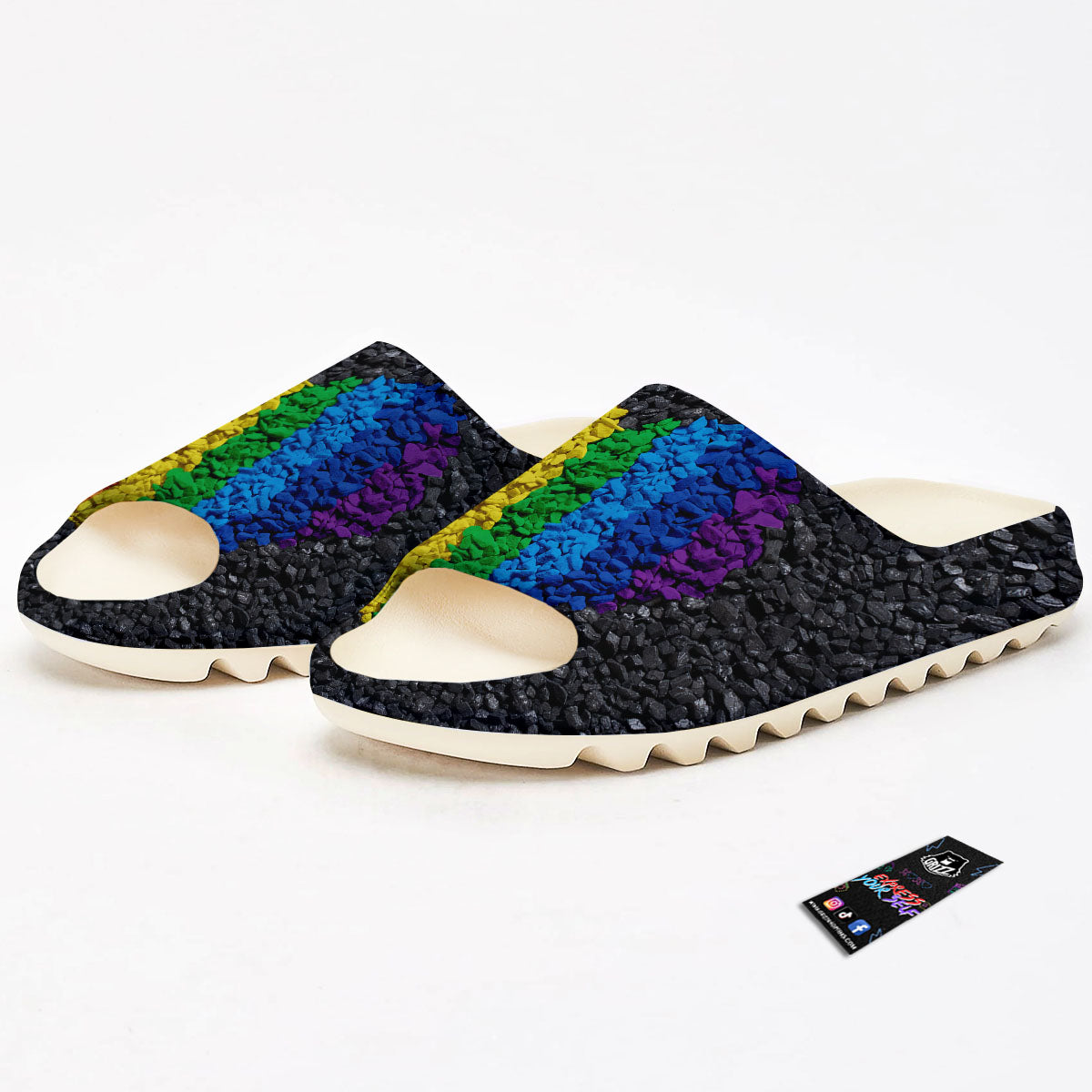 Rainbow Heart Stones LGBT Pride Print Sandals-grizzshop