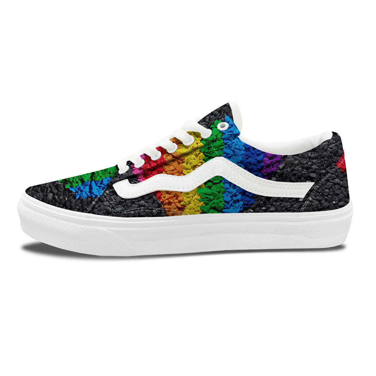 Rainbow Heart Stones LGBT Pride Print Skate Shoes-grizzshop