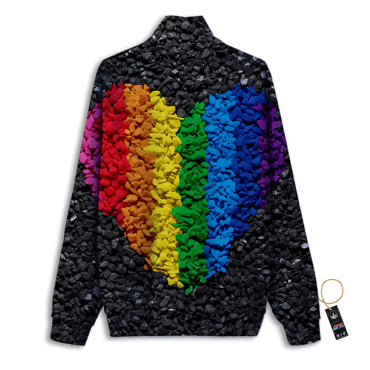 Rainbow Heart Stones LGBT Pride Print Track Jacket-grizzshop