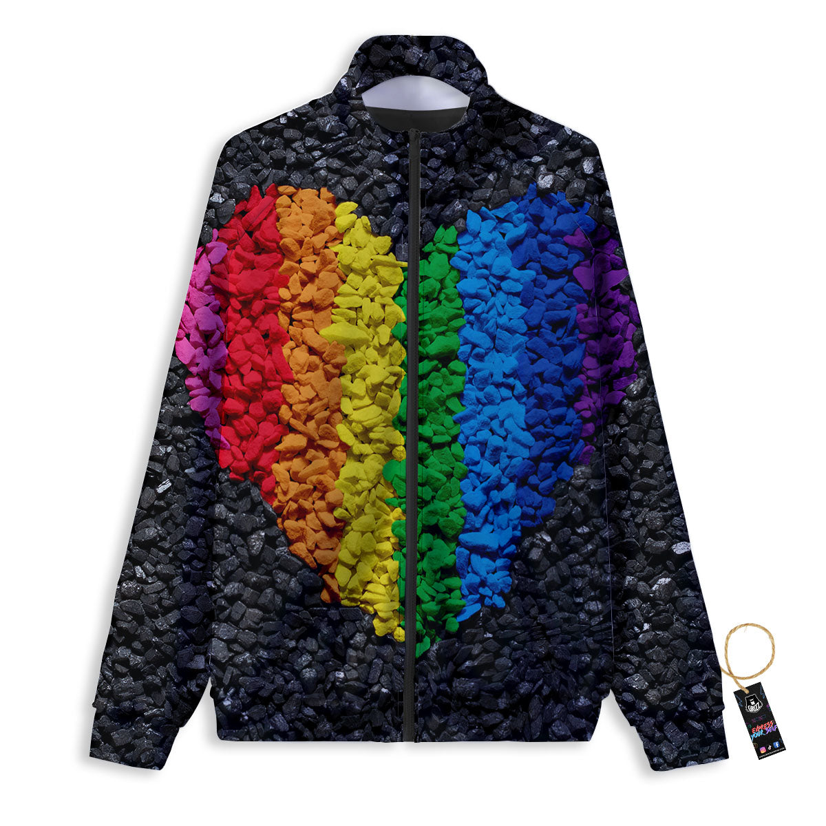 Rainbow Heart Stones LGBT Pride Print Track Jacket-grizzshop