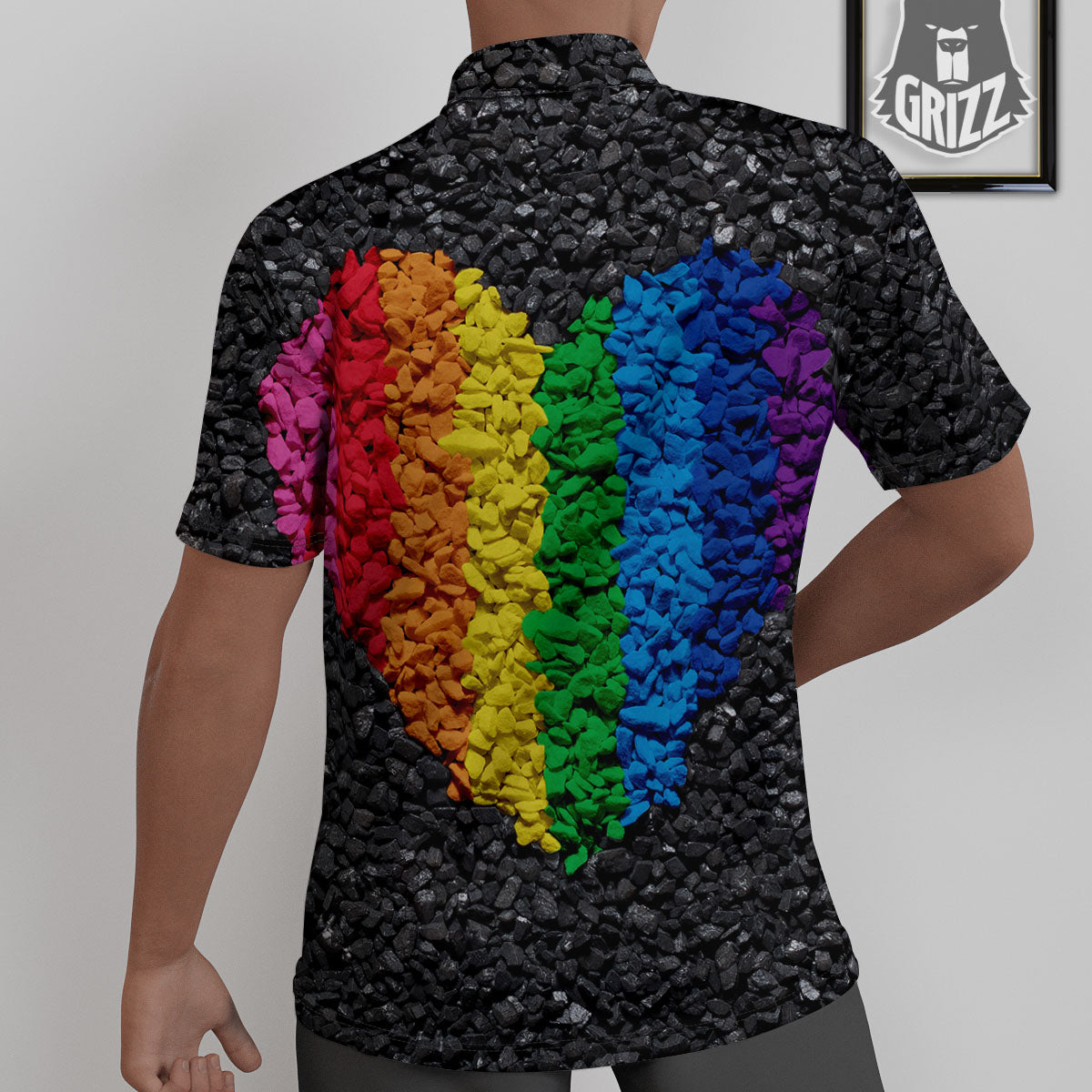 Rainbow Heart Stones LGBT Pride Print Untucked Shirts-grizzshop