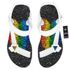 Rainbow Heart Stones LGBT Pride Print White Open Toe Sandals-grizzshop