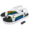 Rainbow Heart Stones LGBT Pride Print White Open Toe Sandals-grizzshop