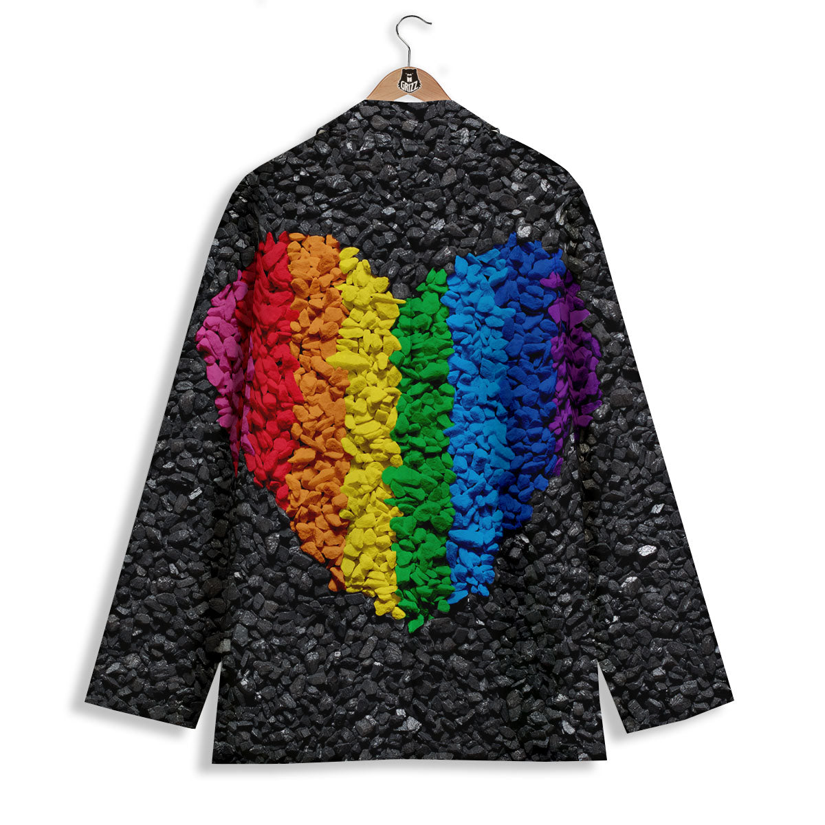 Rainbow Heart Stones LGBT Pride Print Women's Blazer-grizzshop