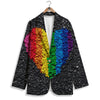 Rainbow Heart Stones LGBT Pride Print Women's Blazer-grizzshop