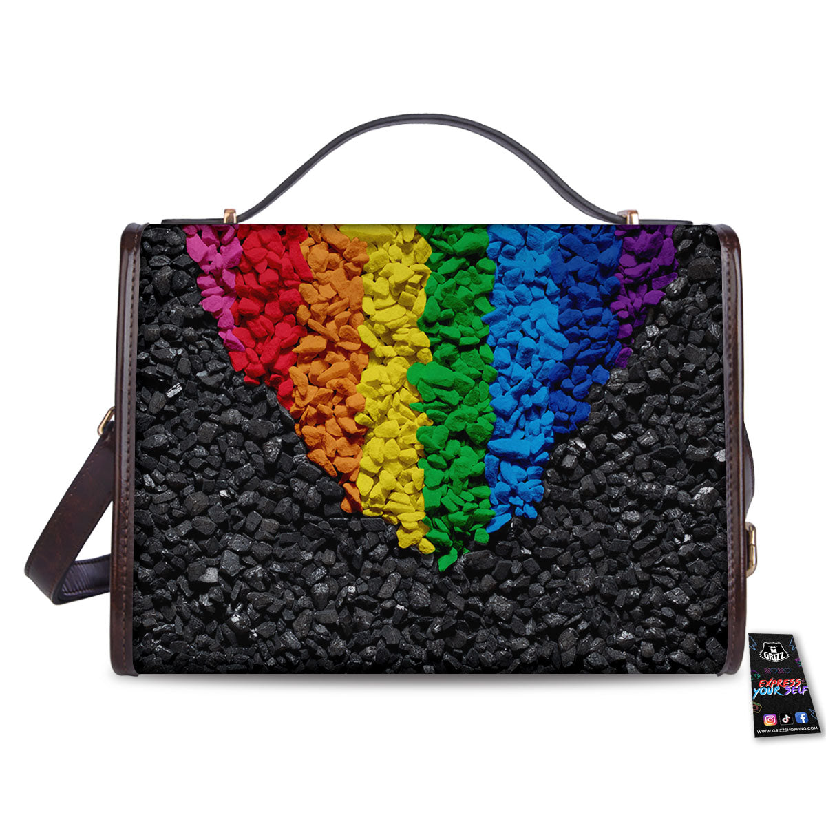 Rainbow Heart Stones LGBT Pride Print Women's Satchel Bag-grizzshop