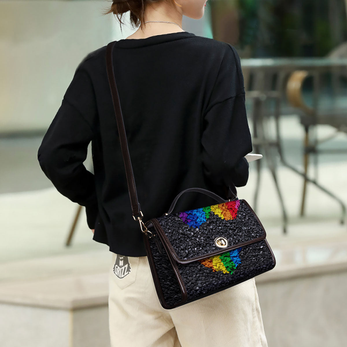 Rainbow Heart Stones LGBT Pride Print Women's Satchel Bag-grizzshop
