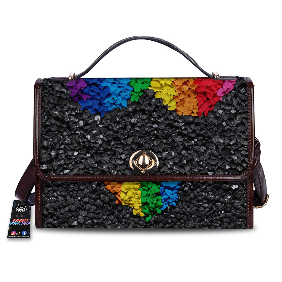 Rainbow Heart Stones LGBT Pride Print Women's Satchel Bag-grizzshop