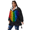 Rainbow Heart Stones LGBT Pride Print Women's Sherpa Jacket-grizzshop