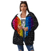 Rainbow Heart Stones LGBT Pride Print Women's Sherpa Jacket-grizzshop