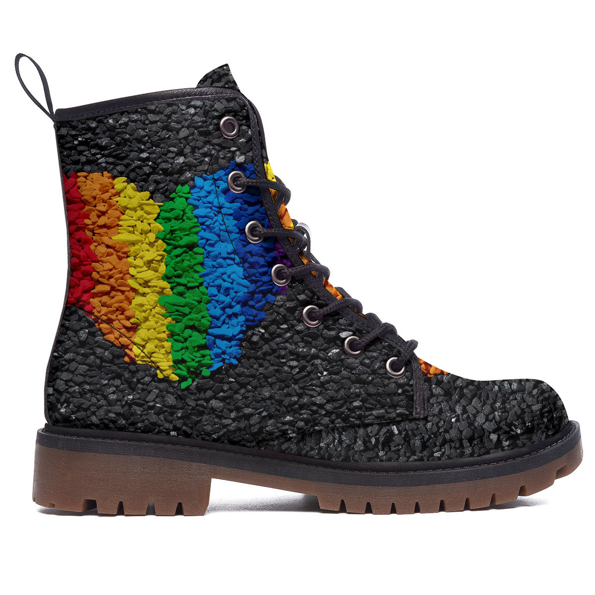 Rainbow Heart Stones LGBT Pride Print Work Boots-grizzshop