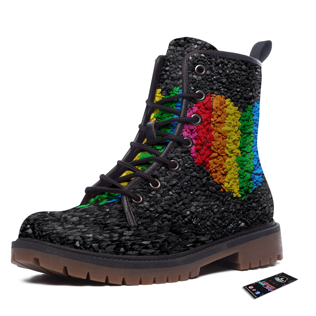 Rainbow Heart Stones LGBT Pride Print Work Boots-grizzshop