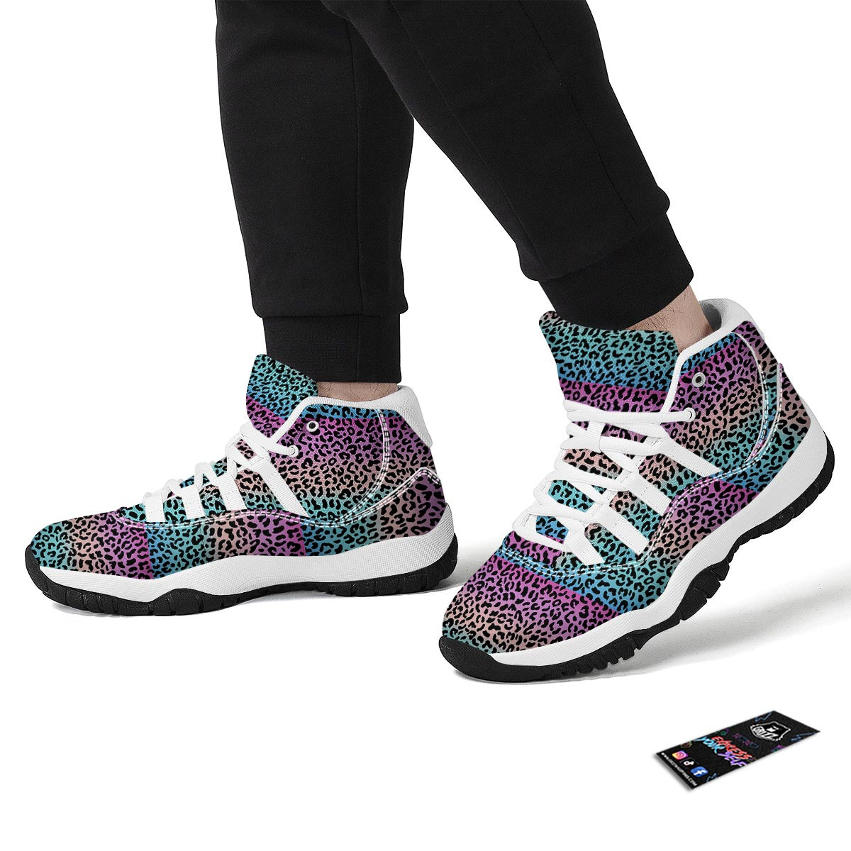 Rainbow Leopard White Bball Shoes-grizzshop