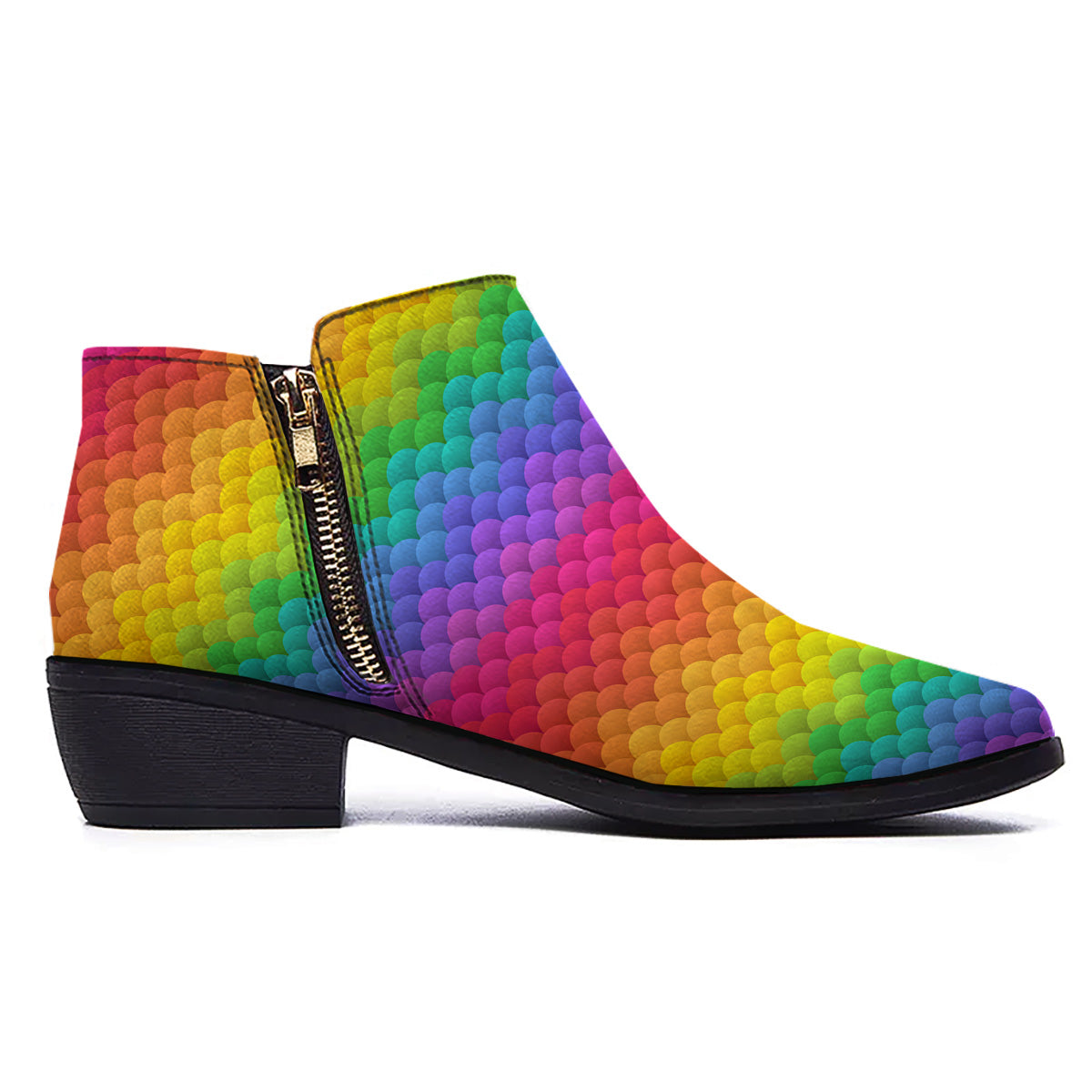 Rainbow Light Blobs Print Pattern Ankle Boots-grizzshop