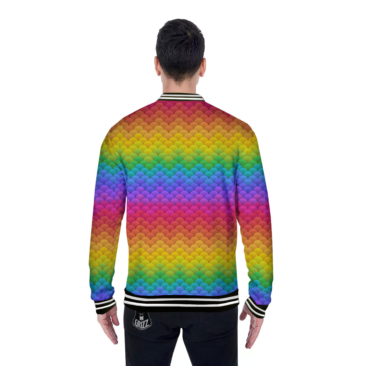 Rainbow Light Blobs Print Pattern Baseball Jacket-grizzshop