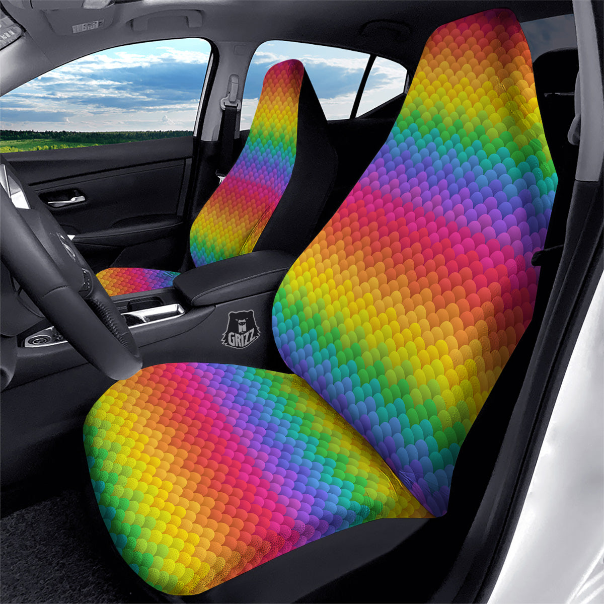 Rainbow Light Blobs Print Pattern Car Seat Covers-grizzshop