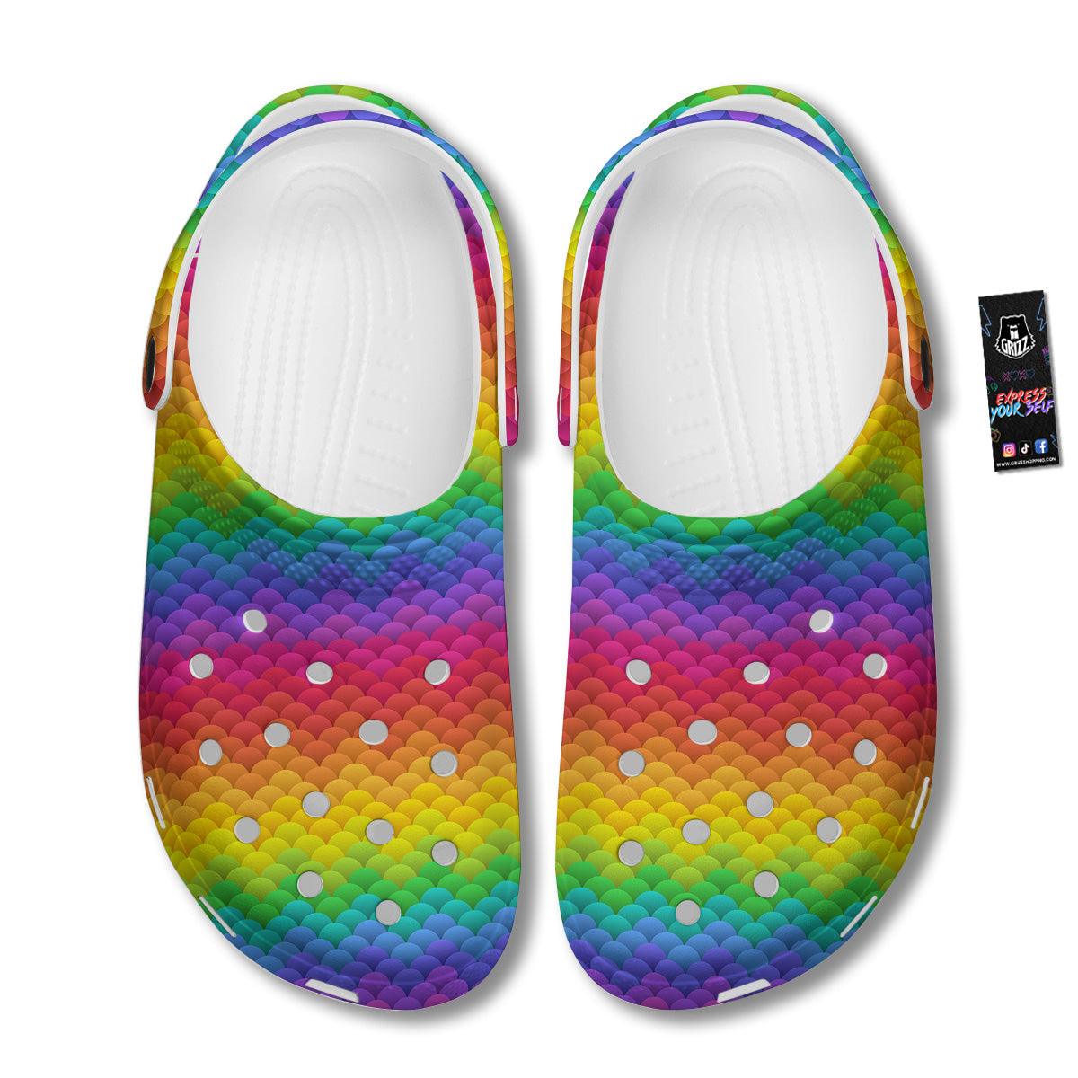 Rainbow Light Blobs Print Pattern Clog-grizzshop