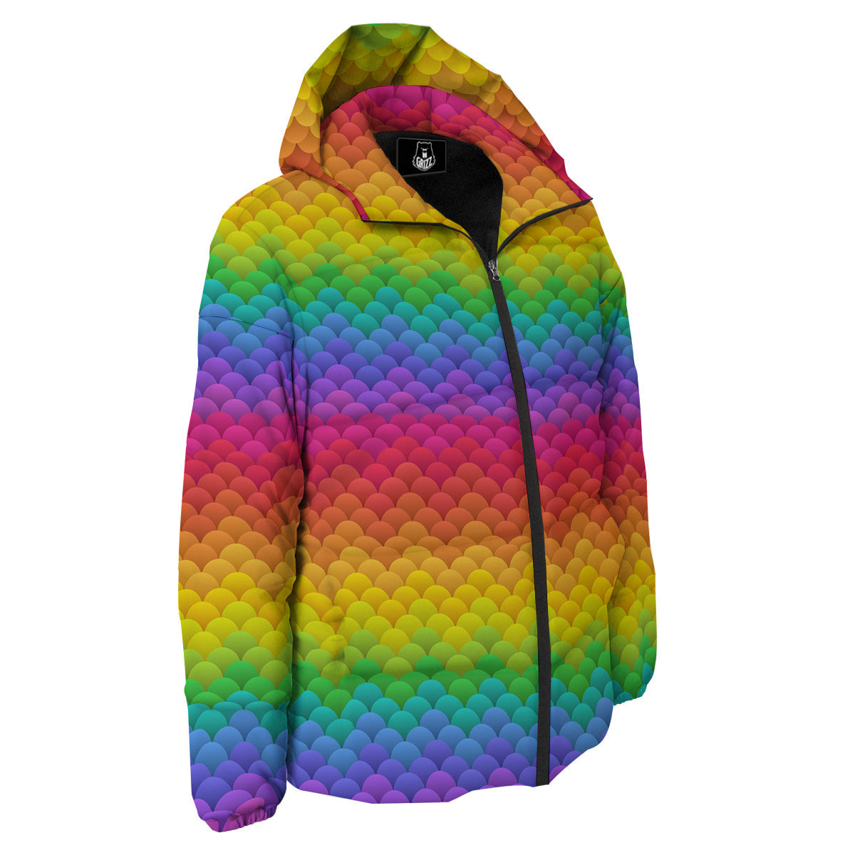 Rainbow Light Blobs Print Pattern Down Jacket-grizzshop