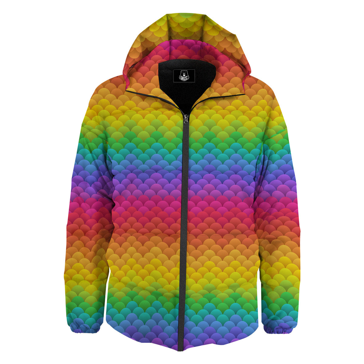 Rainbow Light Blobs Print Pattern Down Jacket-grizzshop