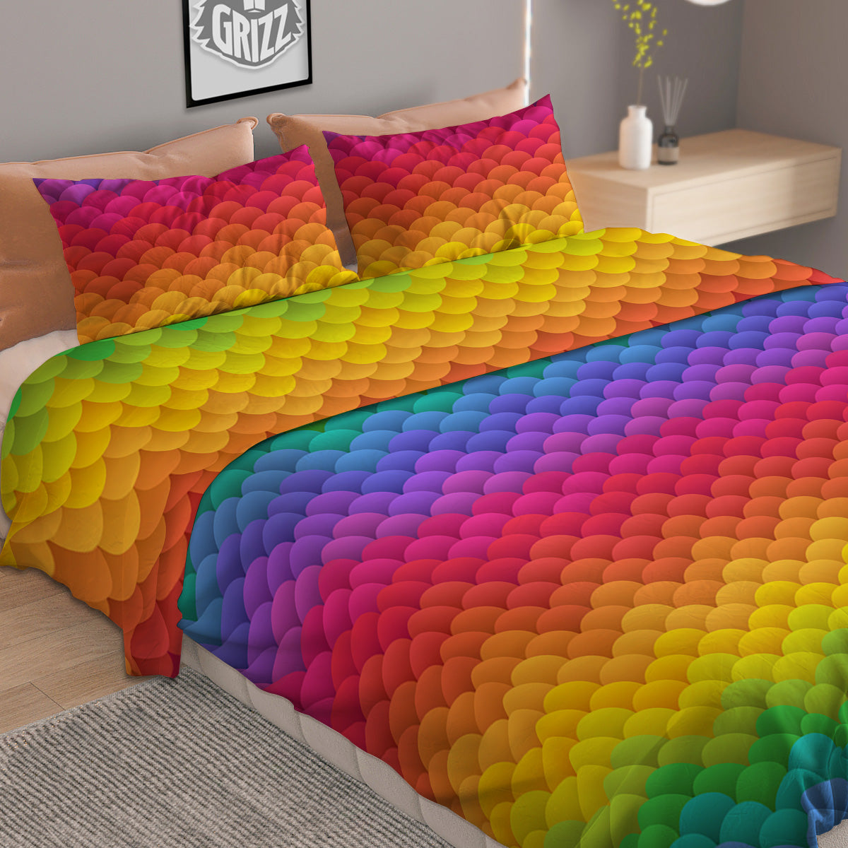 Rainbow Light Blobs Print Pattern Duvet Cover Bedding Set